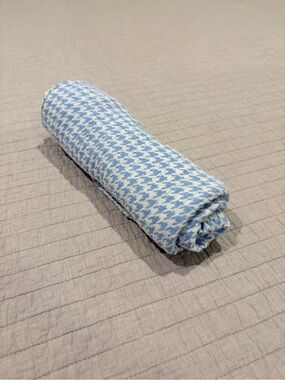 Hudson Baby Blue White Houndstooth Muslin Swaddle Blanket 46x46
